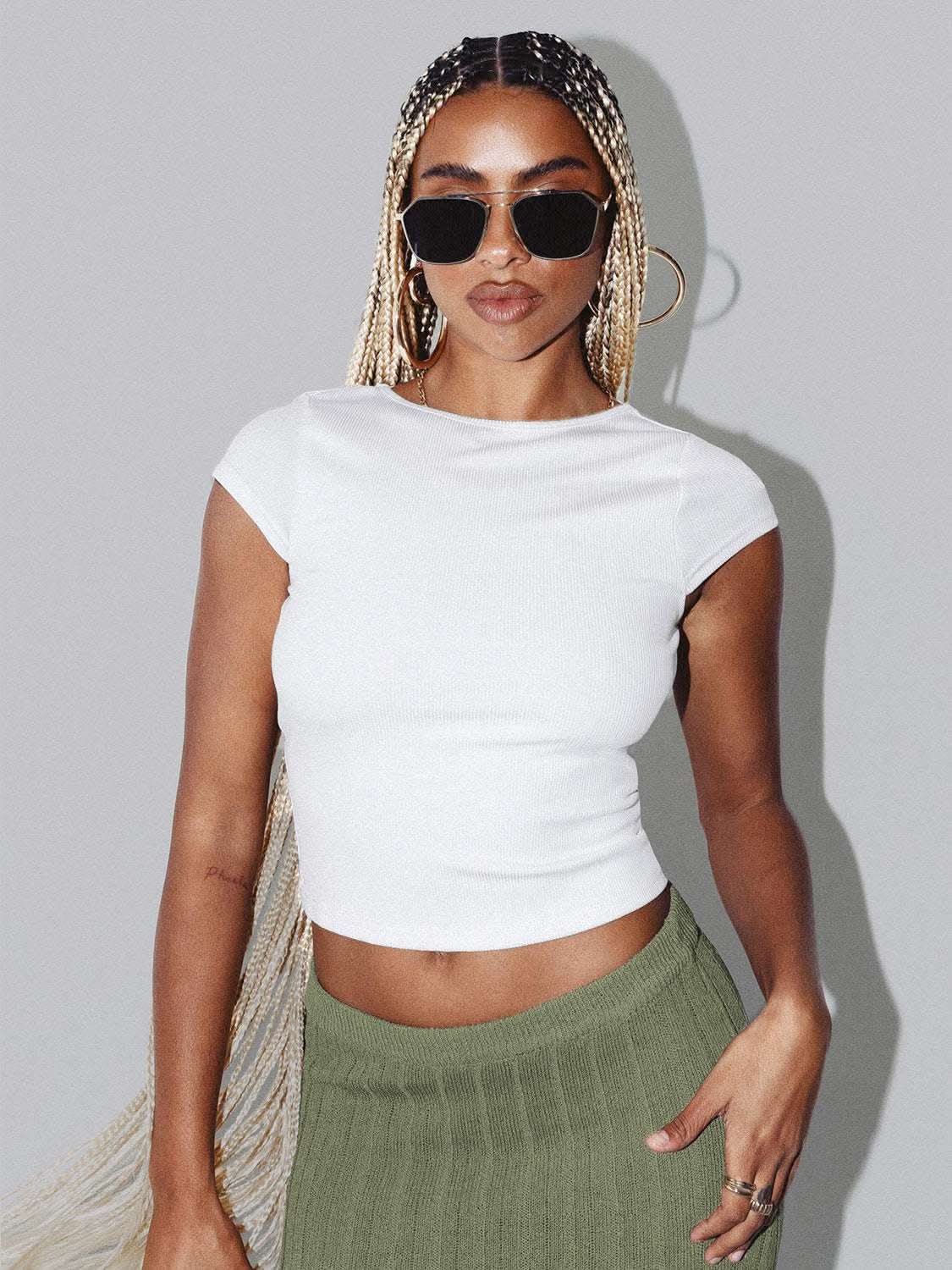 Summer Female Y2g Hollow Crop-top Short Sleeve T-shirt Fendax 0