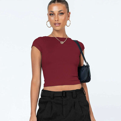 Summer Female Y2g Hollow Crop-top Short Sleeve T-shirt Fendax 0