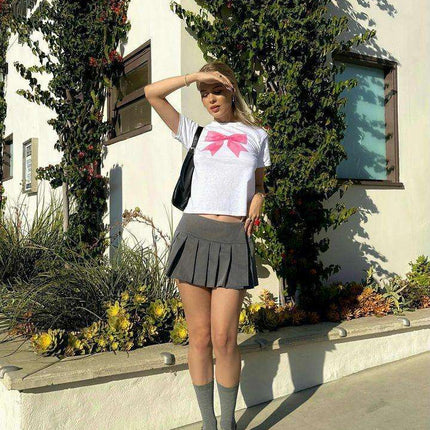 Fashion Sexy Hot Girl Crop-top Short Sleeve T-shirt Solid Color Printing Fendax 0