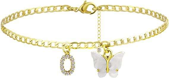 Butterfly Letter Feet Chain Fashion Inlaid Diamond Letter Acrylic Fendax 0