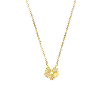 Luxury Four Leaf Clover Pendant Necklace Stainless Steel Crystal Heart Jewelry For Women Gift Fendax 0