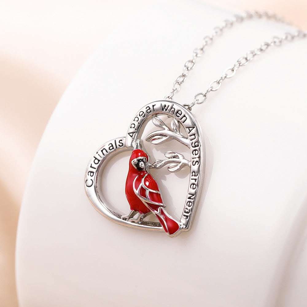 Creative Heart Shaped Cardinal Pendant Necklace, Exquisite Party Commemorative Accessory Gift Jewelry Anniversary Party Gifts, Valentine's Day Gift Fendax 0