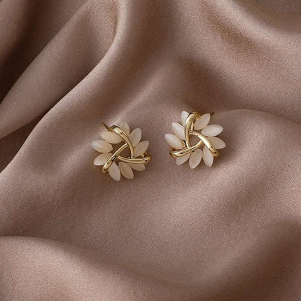 S925 Silver Needle Geometric Triangle Opal Stud Earrings Women Fendax 0