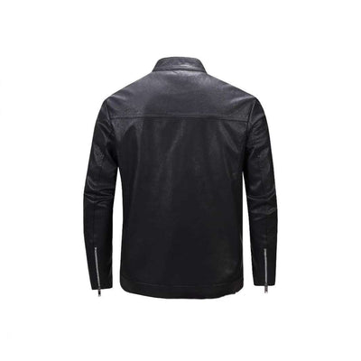 Spring And Autumn Men's Slim Leather Clothing With Stand Collar Jacket