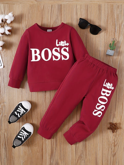 Letter Print Long Sleeve Boy Set
