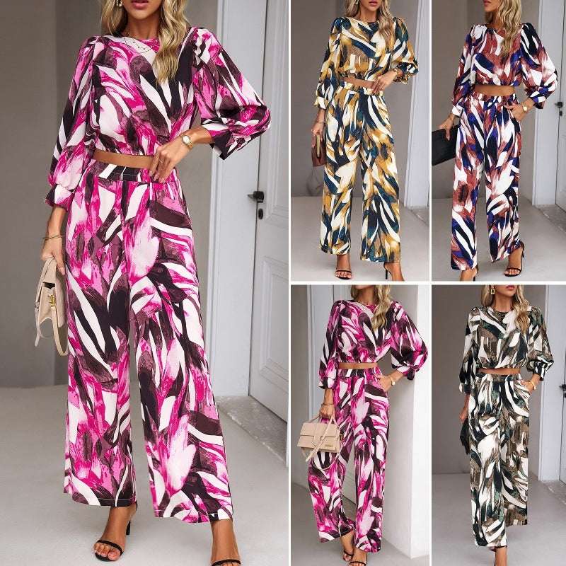 Women's Clothing Fall Winter Fashion Printed Top Suit