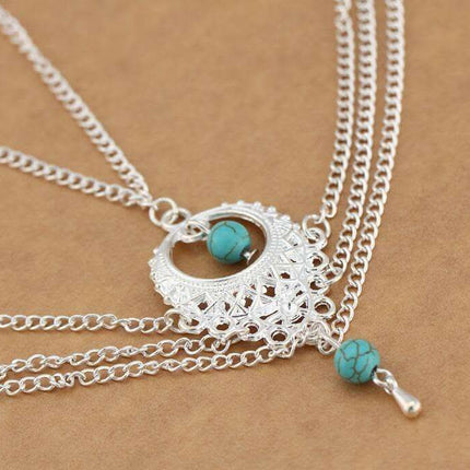 Bohemian Punk Vintage Multi Layered Tassel Turquoise Feet Chain Fendax 0