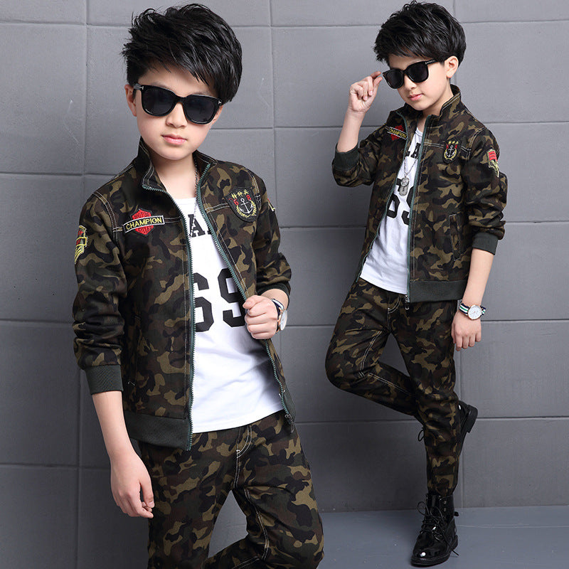 Children's Camouflage Sports Two-piece Set
