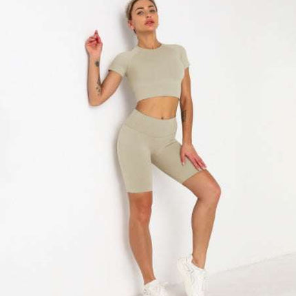 Seamless Short Sleeve Suit Hip Lift Yoga Wear Sports Fendax 0