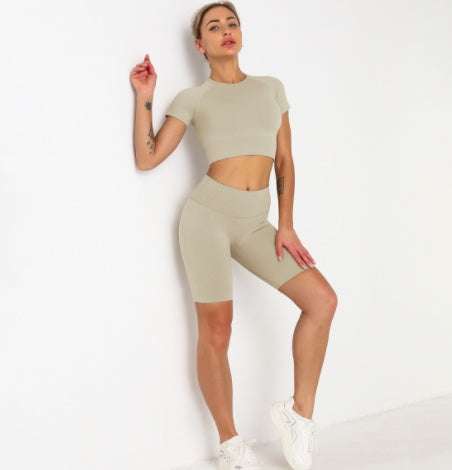 Seamless Short Sleeve Suit Hip Lift Yoga Wear Sports Fendax 0
