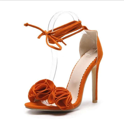 High-heeled sandals women's fine with flowers suede women's shoes large size 40-52 strap shoes Fendax 0