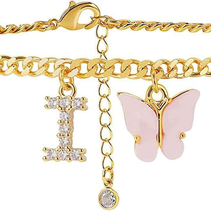 Butterfly Letter Feet Chain Fashion Inlaid Diamond Letter Acrylic Fendax 0
