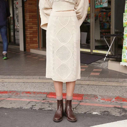 Bat sleeve sweater knitted skirt suit skirt Fendax 0