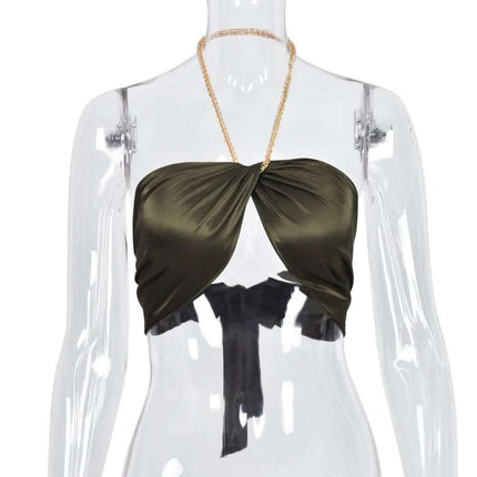 Sexy Wrapped Chest Strap Halterneck Chain Top Fendax 0