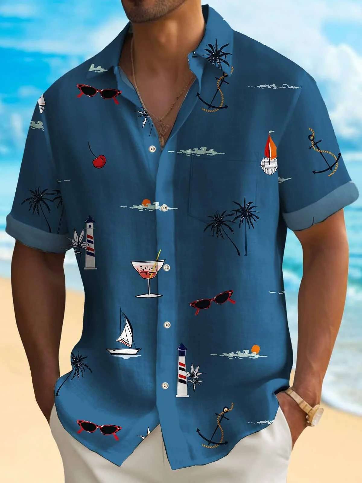 Men's Fashion Hawaiian Digital Printing Shirt Fendax 0