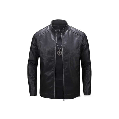 Spring And Autumn Men's Slim Leather Clothing With Stand Collar Jacket