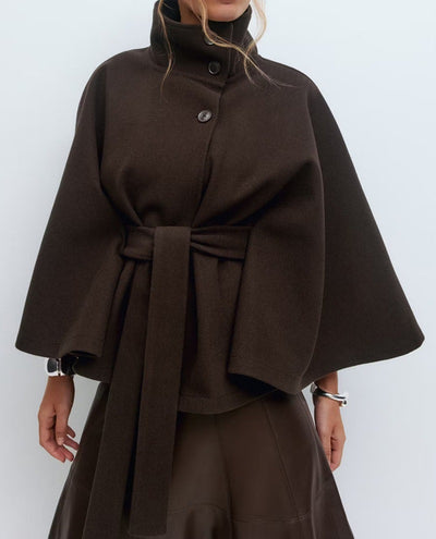 High Neck Batwing Sleeve Coat