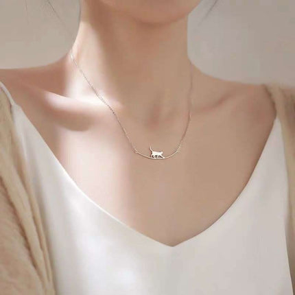 Fashion Jewelry Cute Climbing Cat Pendant Necklace Niche Fendax 0