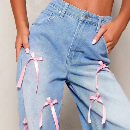 Bow High Waist Wide Leg Jeans Fendax 0