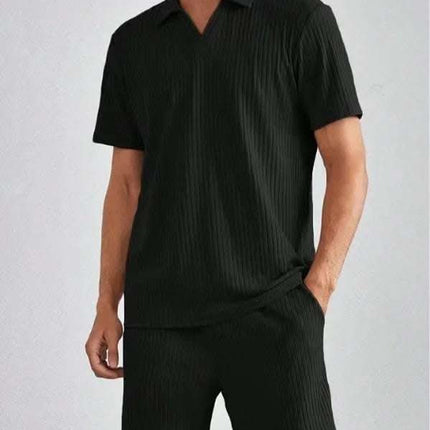 Fashion Casual Polo Short Sleeve Shirt Shorts Two-piece Set Men's Suit Fendax 0