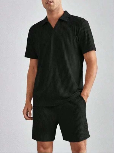 Fashion Casual Polo Short Sleeve Shirt Shorts Two-piece Set Men's Suit Fendax 0