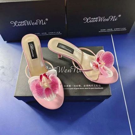 Women's Summer Fashion Flower High Heel Slippers Fendax 0