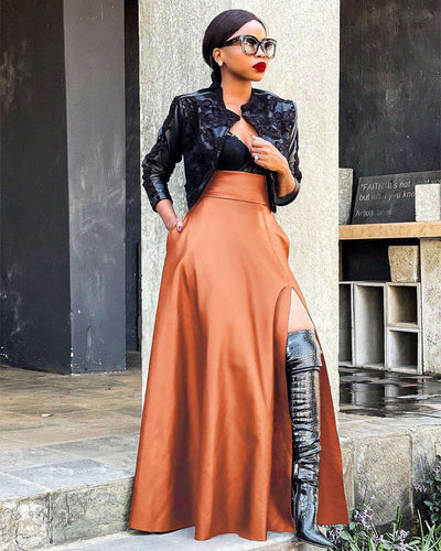 Women's High Waist Split Irregular Skirt Leather Skirt Fendax 0