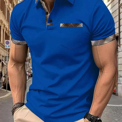 Season New Men's Short Sleeve Fashion Plaid Colorblock T-shirt Fendax 0
