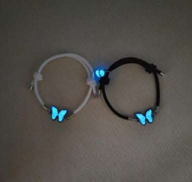 Fashion Blue Luminous Butterfly Necklace Bracelet Set For Glow In The Dark Women Clavicle Chain Choker Party Jewelry Set Gift Fendax 0
