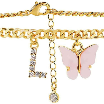 Butterfly Letter Feet Chain Fashion Inlaid Diamond Letter Acrylic Fendax 0
