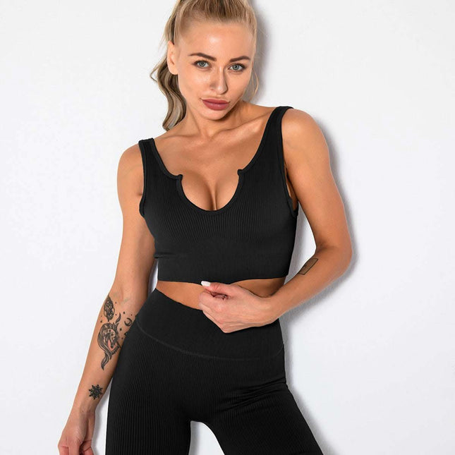 Women's Seamless Sports Bra Workout Crop Top Tank Tops For Women Longline Sports Bra Ribbed Crop Top Fitness Fendax 5