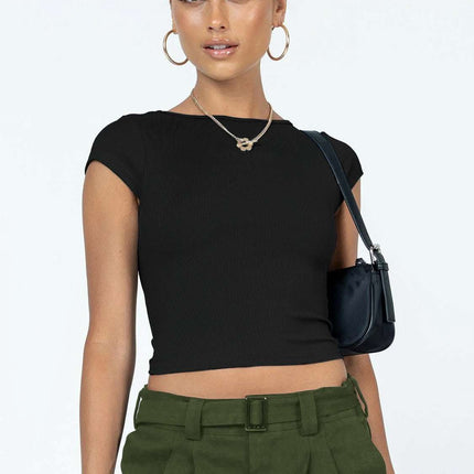 Summer Female Y2g Hollow Crop-top Short Sleeve T-shirt Fendax 0