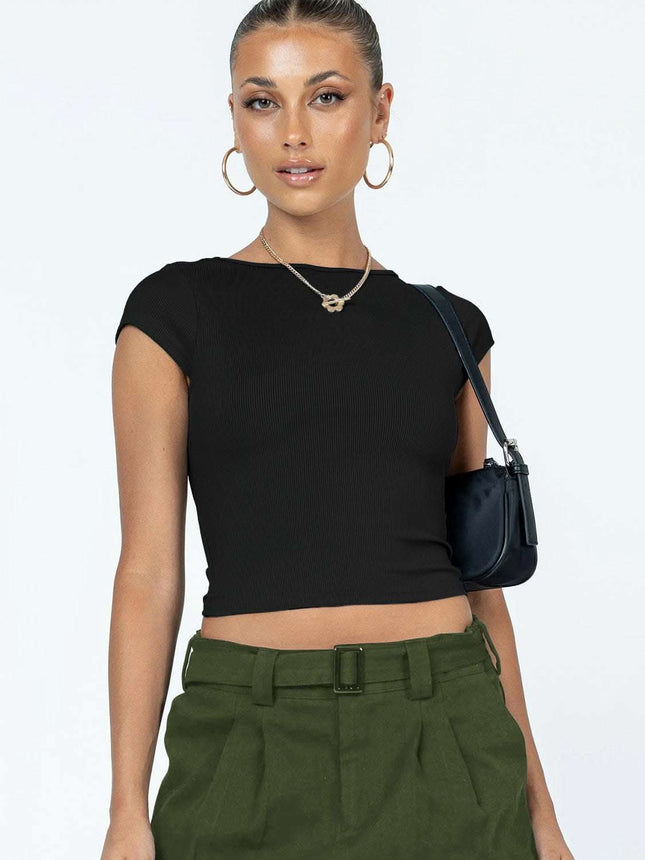 Summer Female Y2g Hollow Crop-top Short Sleeve T-shirt Fendax 0