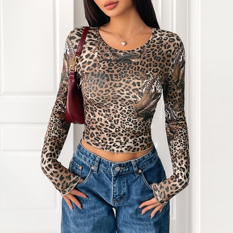 Leopard Print Long-sleeved T-shirt
