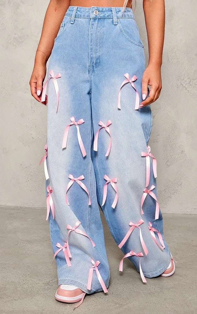 Bow High Waist Wide Leg Jeans Fendax 0