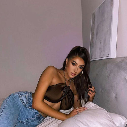 Sexy Wrapped Chest Strap Halterneck Chain Top Fendax 0