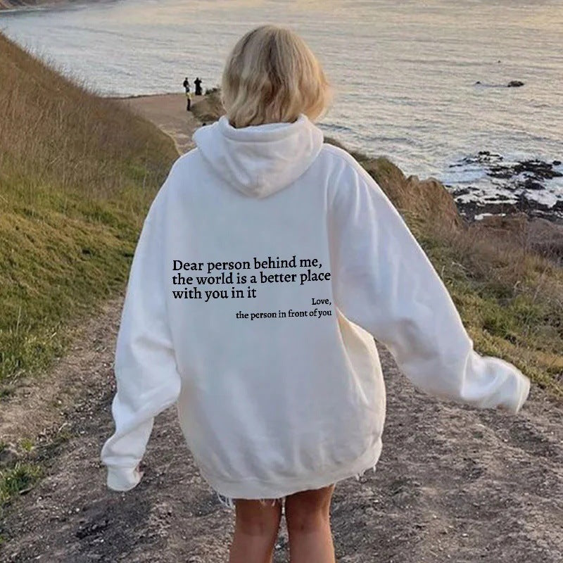 Women's Plush Letter Printed Hoodie