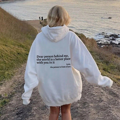 Women's Plush Letter Printed Hoodie