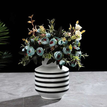 Black And White Striped Ceramic Vase Light Luxury Modern Home Fendax 0