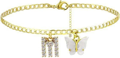 Butterfly Letter Feet Chain Fashion Inlaid Diamond Letter Acrylic Fendax 0