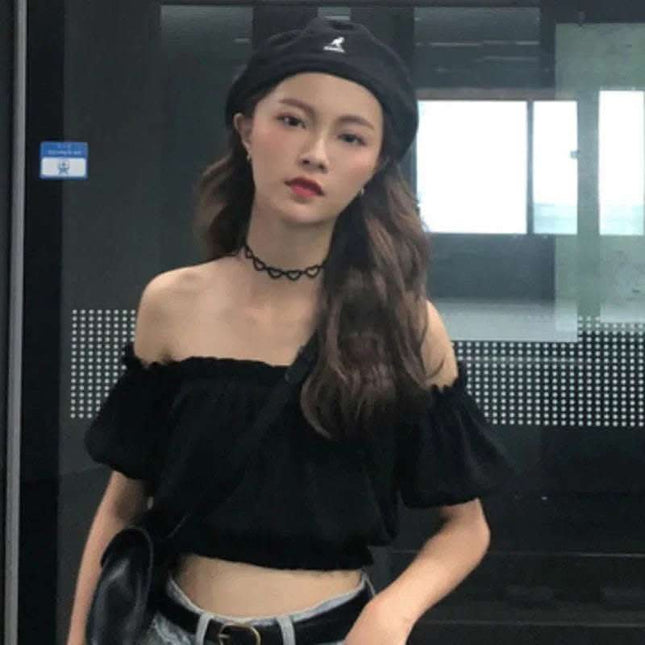 Scheming One-shoulder Short Crop Top Sexy Fendax 0