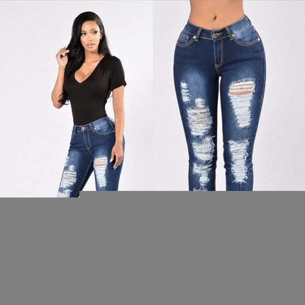 New style denim trousers with ripped jeans