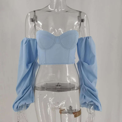 Irregular Long Sleeved Sexy Fashion Short Top Fendax 0