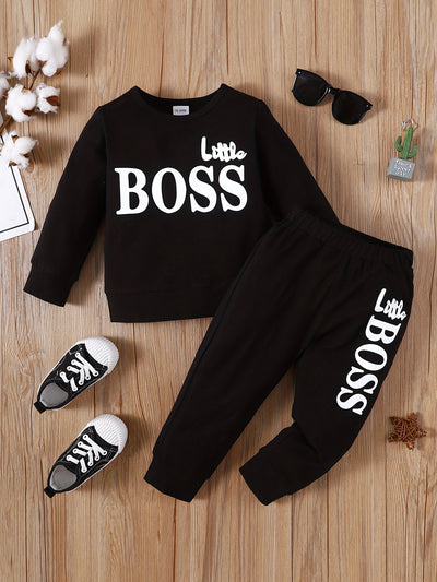Letter Print Long Sleeve Boy Set