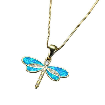 Simulated Opal Dragonfly Ladies' Pendant Necklace Fendax 0