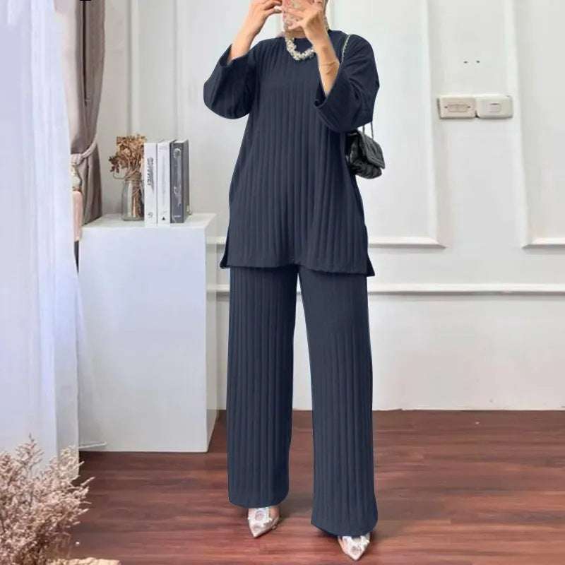 Women's Wear With Fall Long Sleeve Shirt Wide Leg Pants Clothing Sportswear Jacket