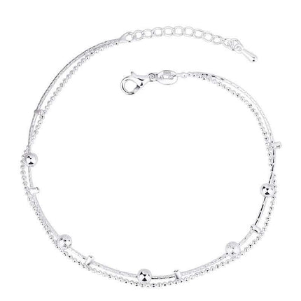 Benmingnian Double Layer Beaded Silver Plated Feet Chain Fendax 0