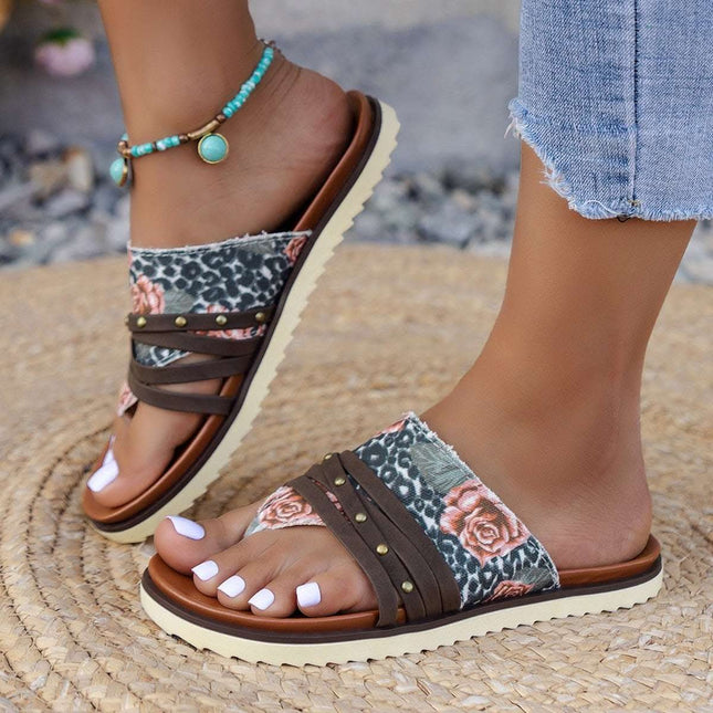 European And American Fashion Plus Size Color Matching Flip-flops Beach Sandals Slippers Fendax 0