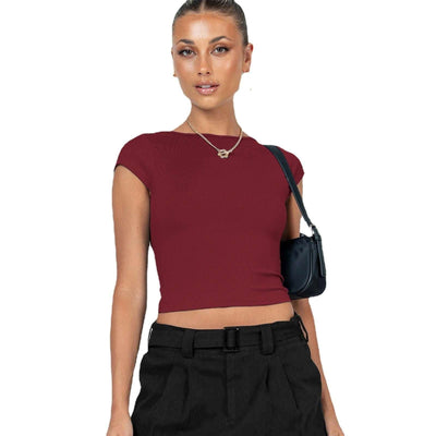 Summer Female Y2g Hollow Crop-top Short Sleeve T-shirt Fendax 0