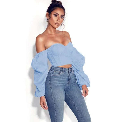 Irregular Long Sleeved Sexy Fashion Short Top Fendax 0